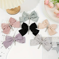 Rhinestone Tassel Hair Barrettes Bowknot Hair Clips for Women Girls