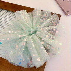 Wide Brim Sequin Organza Scrunchies Glitter Hair Tie Large Hair Accessories
