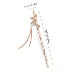 Bamboo Shaped Hair Stick With Chain Tassel Chinese Style Hair Pin