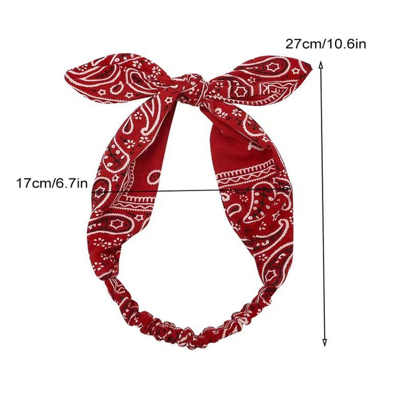 Paisley Print Headband Boho Hair Band Retro Cross Knot Elastic Hair Band