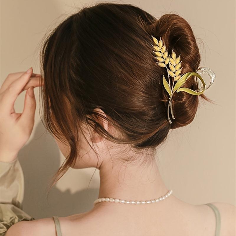 Wheat Hair Claw Clip Golden Alloy French Non Slip Strong Hold Grip Hair Jaw Clip