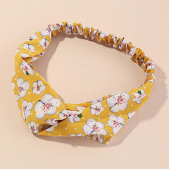 Flower Fabric Headband Elastic Cross Knotted Hair Accessory