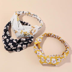 Flower Fabric Headband Elastic Cross Knotted Hair Accessory