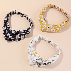 Flower Fabric Headband Elastic Cross Knotted Hair Accessory