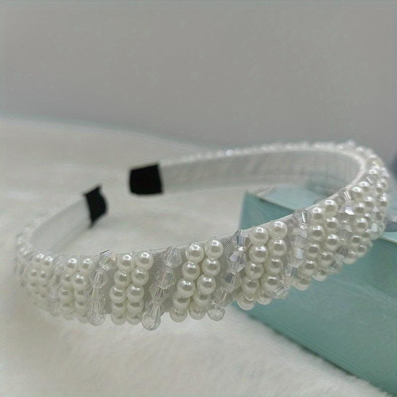 Pearl Headband Bling Faux Rhinestones Hairband Bridal Wedding Accessories