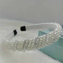 Pearl Headband Bling Faux Rhinestones Hairband Bridal Wedding Accessories