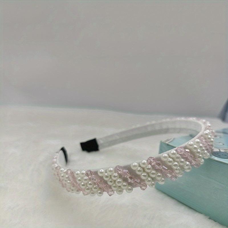 Pearl Headband Bling Faux Rhinestones Hairband Bridal Wedding Accessories