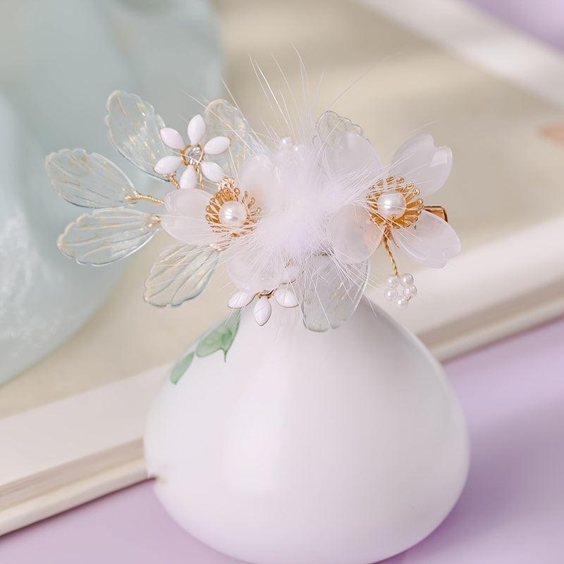 Chinese Style Duck Billed Clip Beaded Tassel Hair Accessories For Hanfu