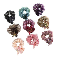 Rose Flower Rhinestone Hair Bows Elastics Bands Bobble Hair Ties