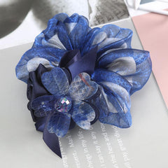 Rose Flower Rhinestone Hair Bows Elastics Bands Bobble Hair Ties