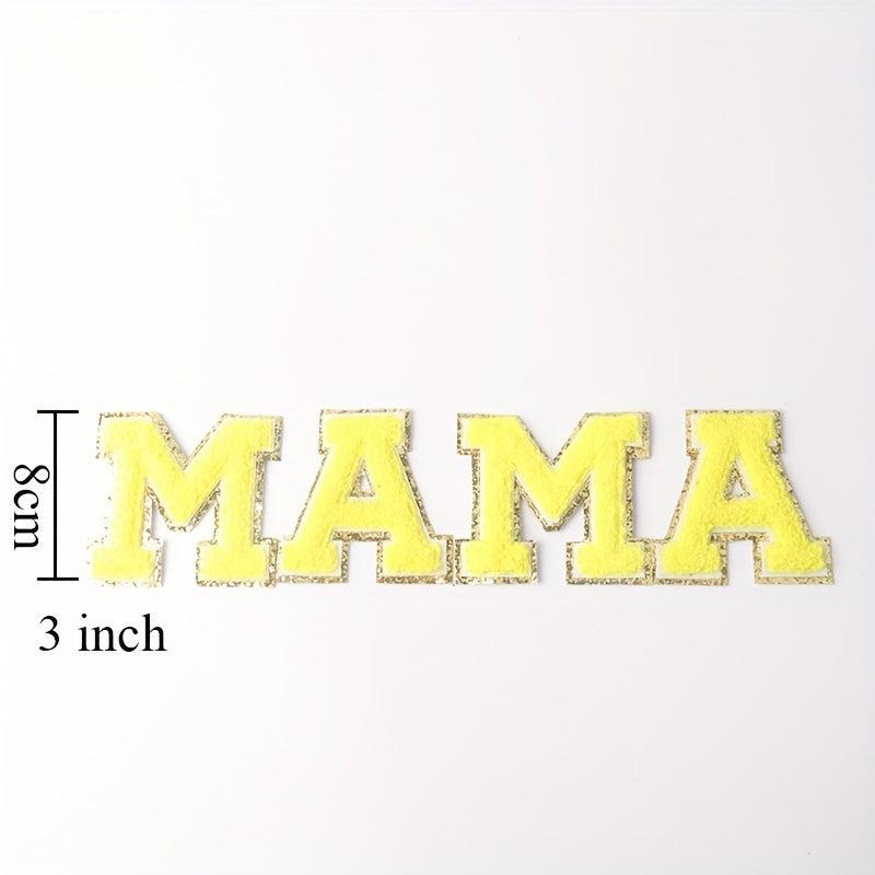 4pcs Iron On English Letters Stickers Towel Patches MAMA Clothes Accessories