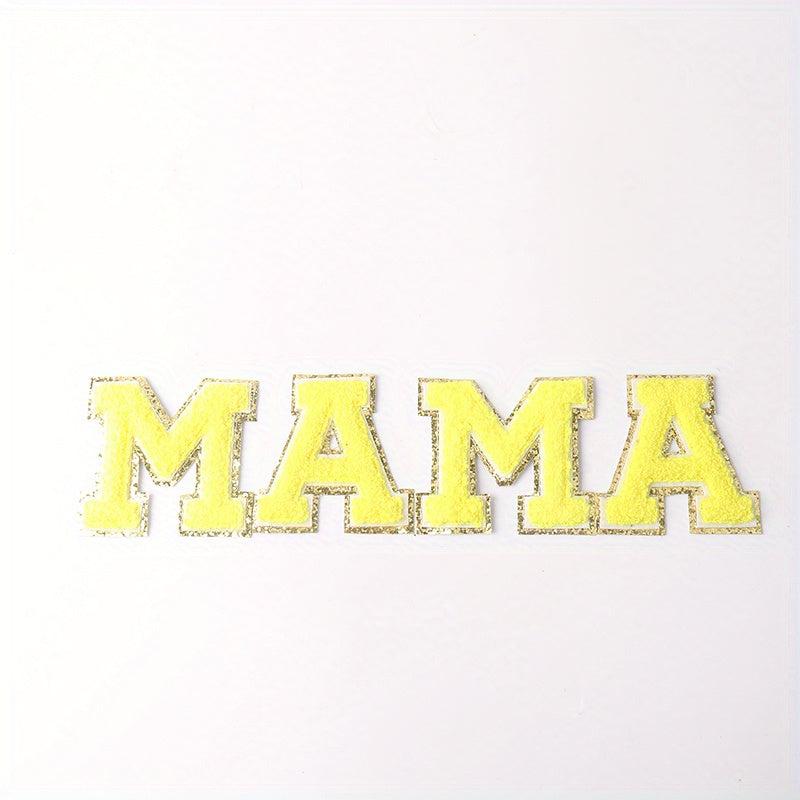 4pcs Iron On English Letters Stickers Towel Patches MAMA Clothes Accessories