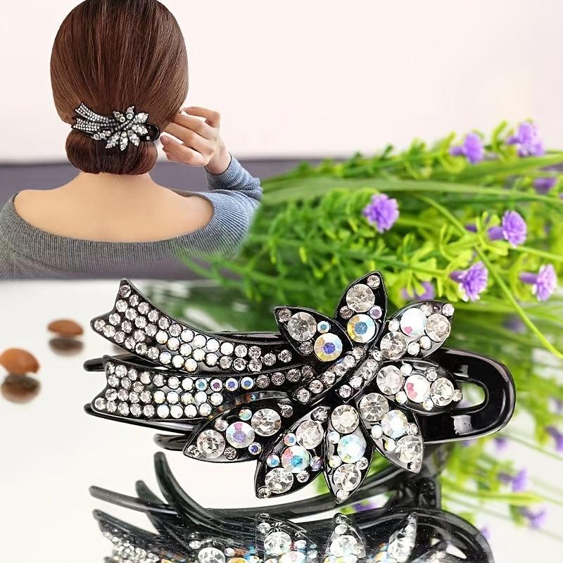 Rhinestone Flower Hair Clip Hair Claws Vintage Hairclip