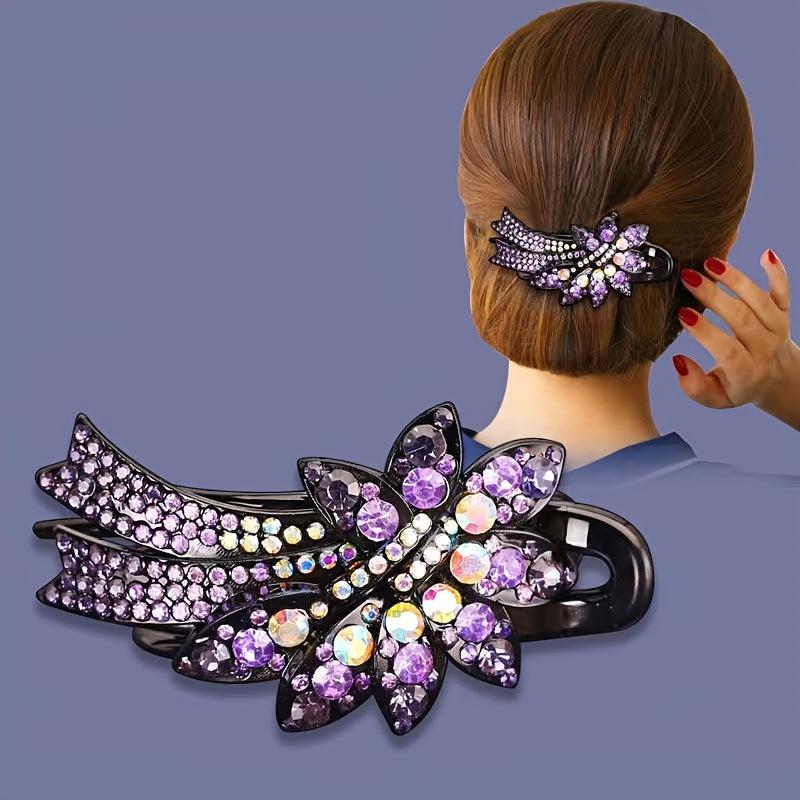 Rhinestone Flower Hair Clip Hair Claws Vintage Hairclip