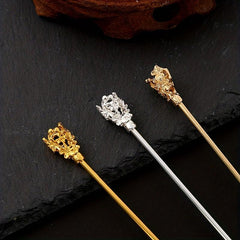 Crown Hair Pin Retro Hair Stick Metal Hair Bun Maker Non Slip Hair Decoration
