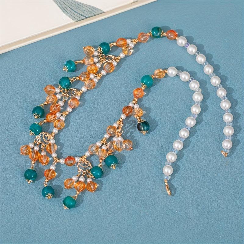 Vintage Style Faux Pearl Beaded Necklace With Pendant Cheongsam Accessories
