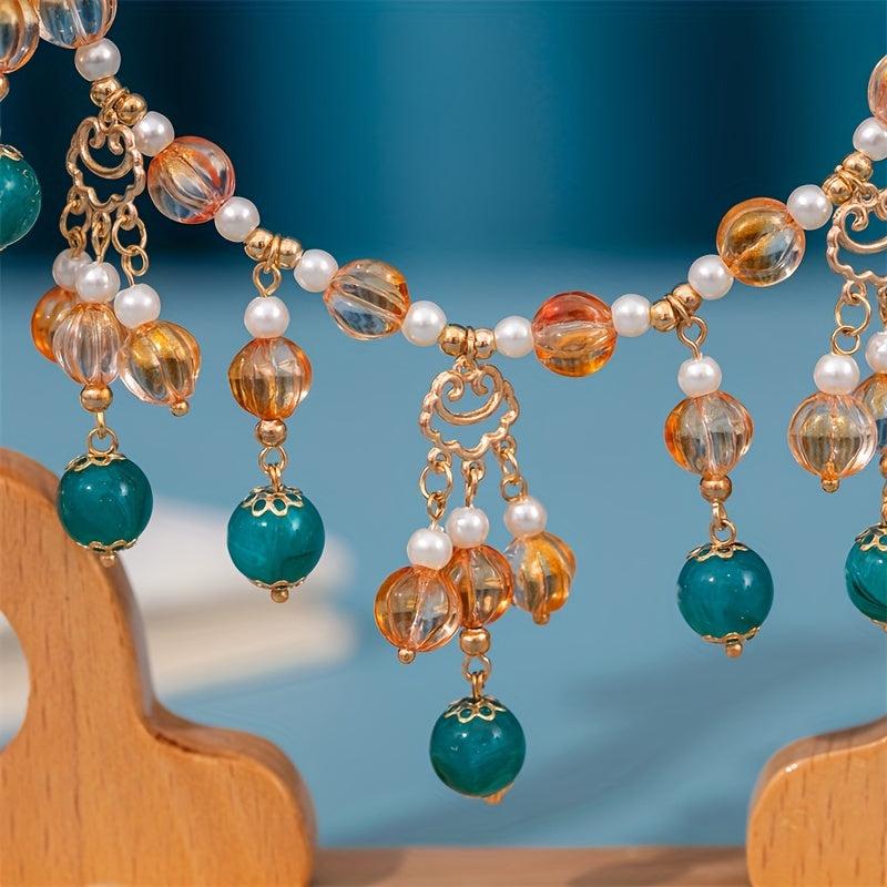 Vintage Style Faux Pearl Beaded Necklace With Pendant Cheongsam Accessories