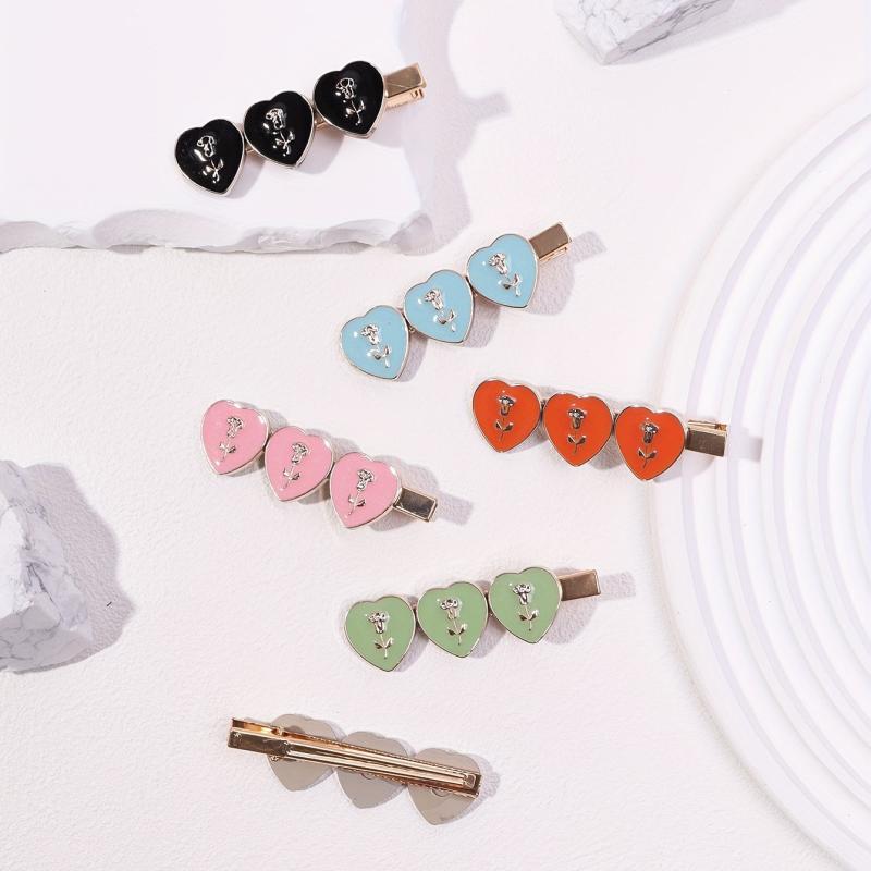 6pcs Candy Rose Flower Hair Clips Bobby Pin Hair Slides Clip Non Slip Hair Decor