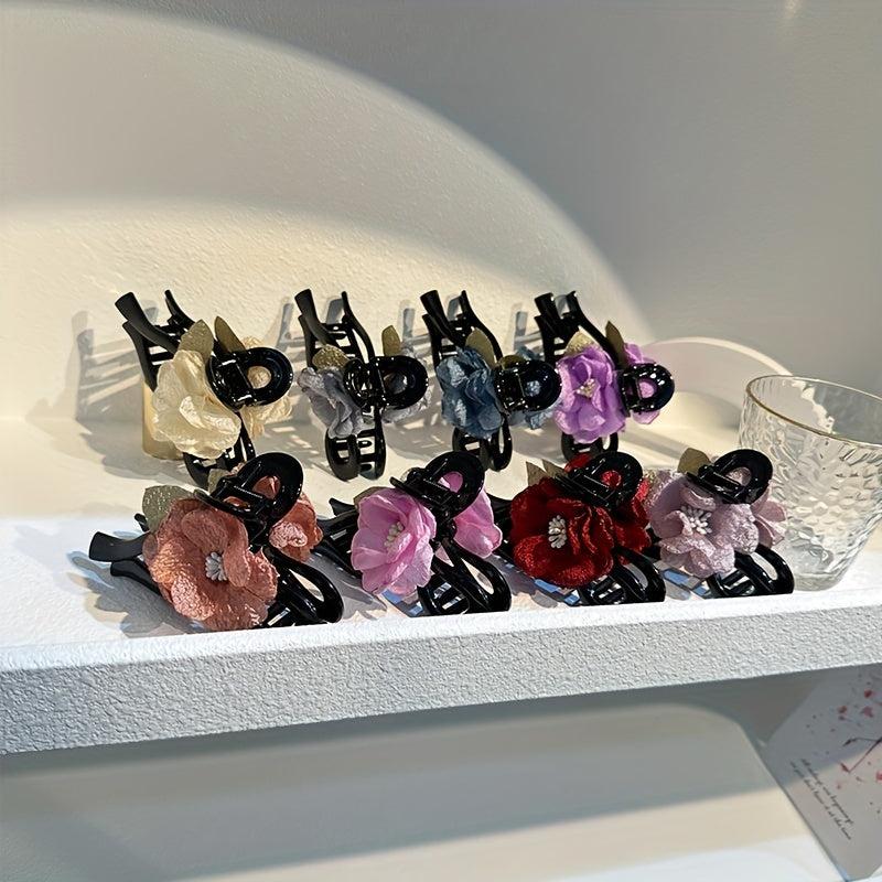 Camellia Flower Decor Hair Clips Non Slip Hair Claw Clip