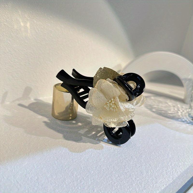 Camellia Flower Decor Hair Clips Non Slip Hair Claw Clip