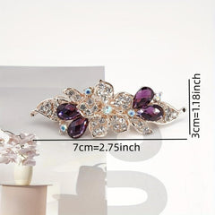 Rhinestone Flower Hair Clip French Barrette Non Slip Hair Accessory