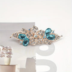 Rhinestone Flower Hair Clip French Barrette Non Slip Hair Accessory