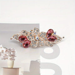 Rhinestone Flower Hair Clip French Barrette Non Slip Hair Accessory