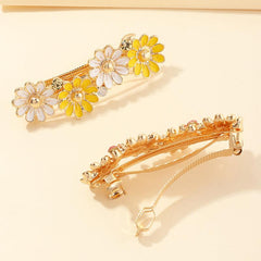 2pcs Daisy Hair Clip Crystal Flower French Hair Barrettes