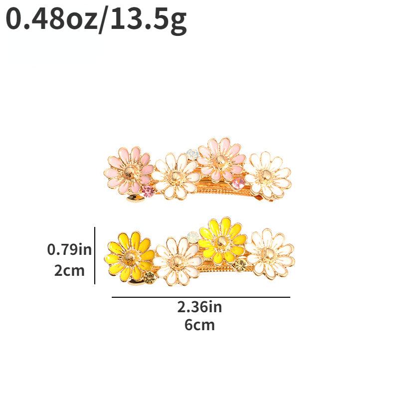 2pcs Daisy Hair Clip Crystal Flower French Hair Barrettes