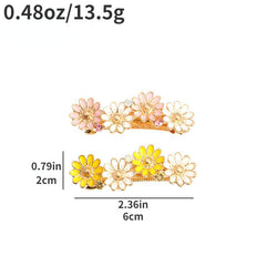 2pcs Daisy Hair Clip Crystal Flower French Hair Barrettes