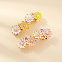 2pcs Daisy Hair Clip Crystal Flower French Hair Barrettes