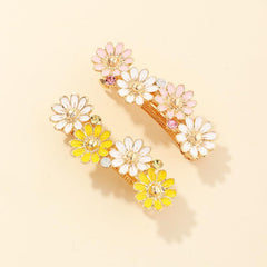 2pcs Daisy Hair Clip Crystal Flower French Hair Barrettes