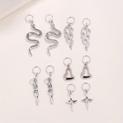 Gothic Style Hair Ring Charm Flame Snake Skeleton Pattern Dreadlock Braid Hair