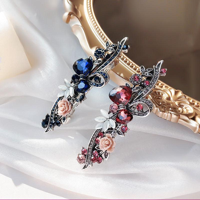 Crystal Flower Hair Clip French Barrette Hair Accessories