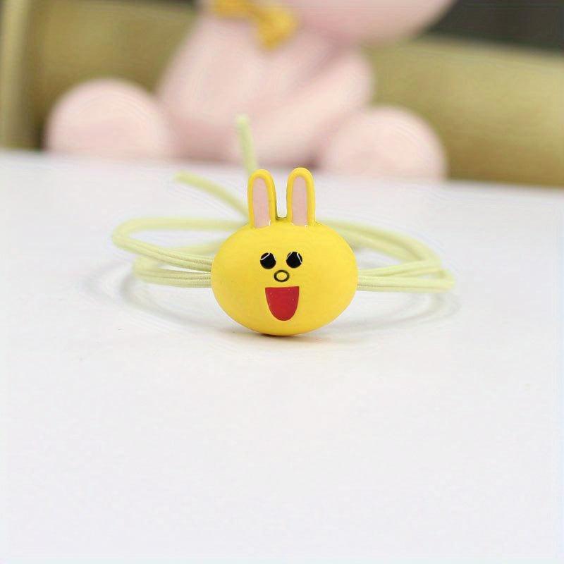Smiling Rabbit Decor Hair Tie Hair Ring For Girls Elastic Lovely Ponytail Holder
