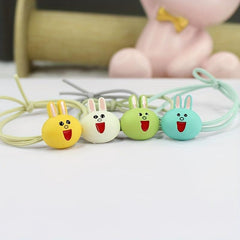 Smiling Rabbit Decor Hair Tie Hair Ring For Girls Elastic Lovely Ponytail Holder
