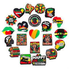 21pcs Black History Month Shoe Charm Set for Clogs Sandals DIY Decoration