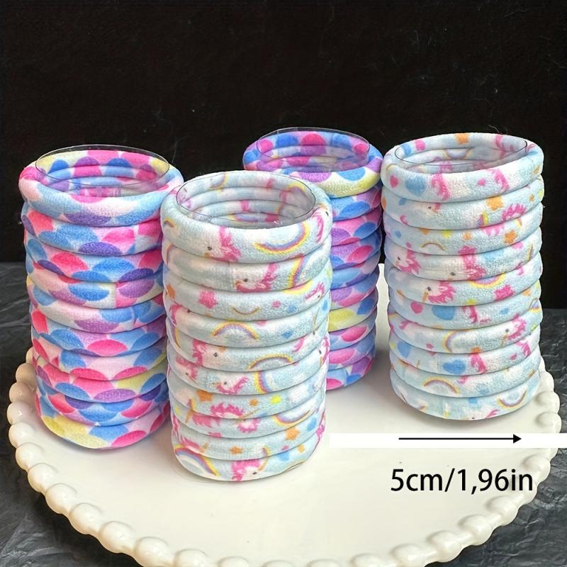 20pcs Unicorn Pattern Hair Tie Elastic Ponytail Holder for Women Girls
