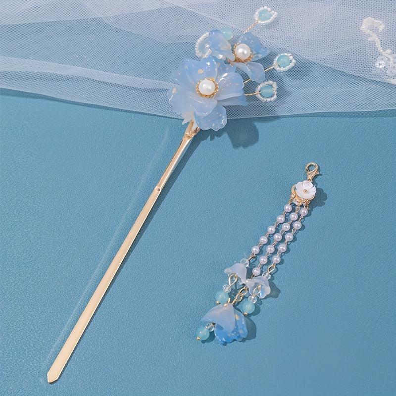 Flower Hairpin Women's Hair Headdress Beaded Tassel Hair Accessories