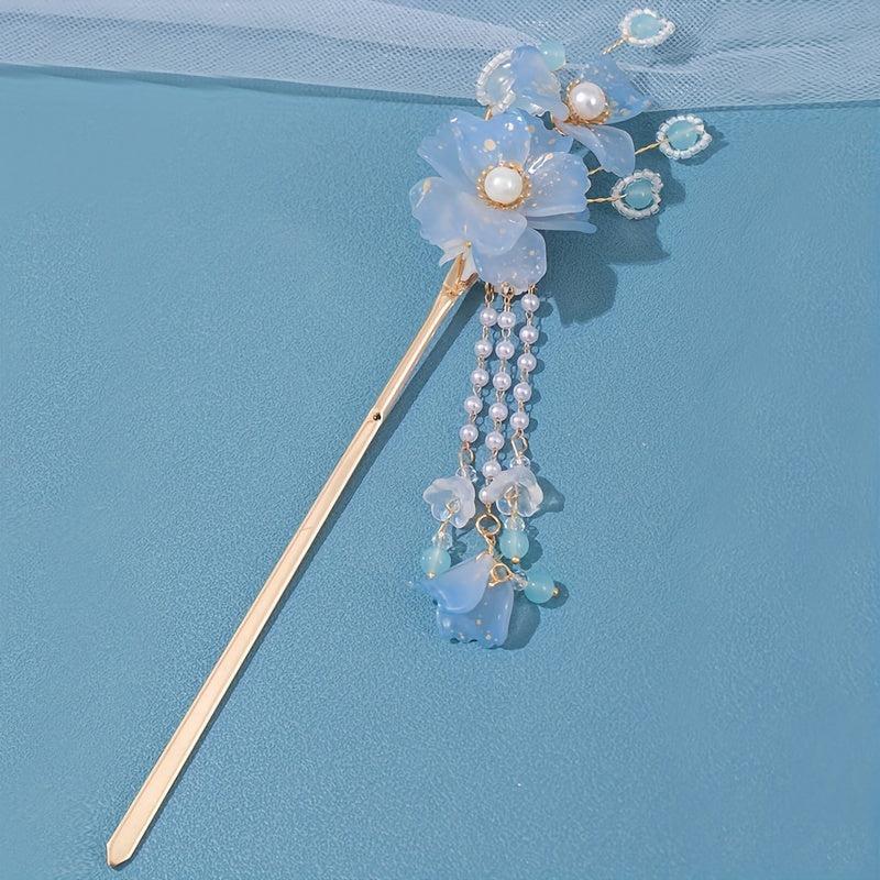 Flower Hairpin Women's Hair Headdress Beaded Tassel Hair Accessories