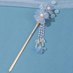 Flower Hairpin Women's Hair Headdress Beaded Tassel Hair Accessories