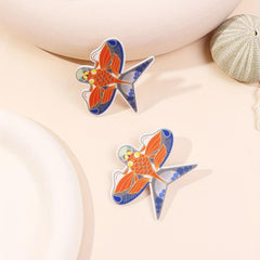 Cartoon Koi Printed Hair Clip for Luck, Chinese Style Hair Clip for Women