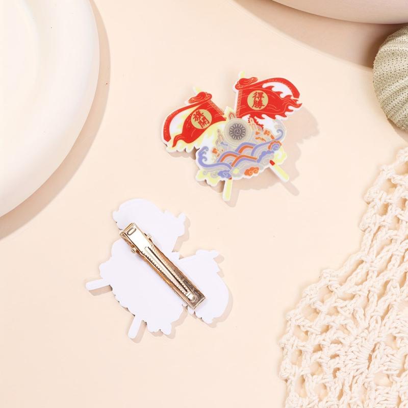 2pcs Chinese Style Good Luck Hair Clip Alloy Duck Billed Clip
