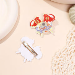 2pcs Chinese Style Good Luck Hair Clip Alloy Duck Billed Clip