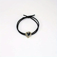 Heart Rhinestone Hair Tie Four Clover Hair Rope