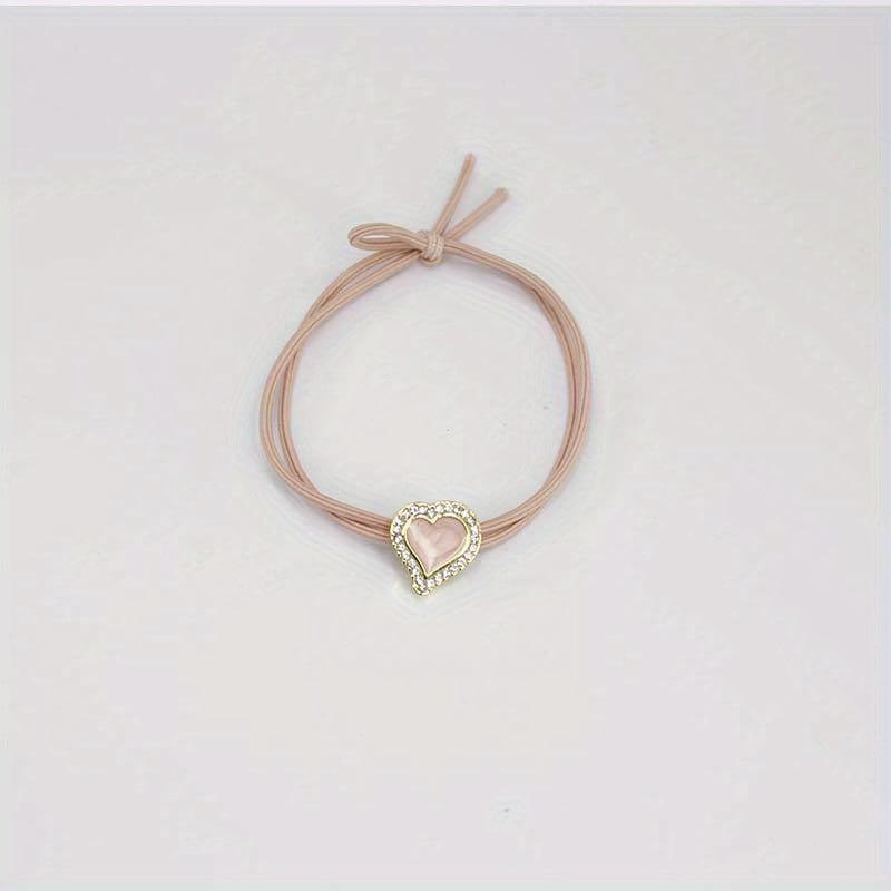 Heart Rhinestone Hair Tie Four Clover Hair Rope