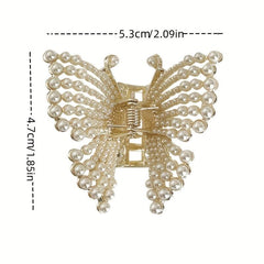 Butterfly Hair Claw Clip Pearl Rhinestone Jaw Clamp Clip