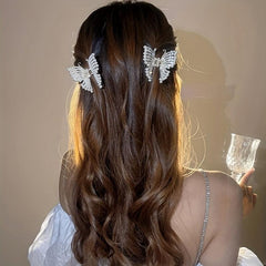 Butterfly Hair Claw Clip Pearl Rhinestone Jaw Clamp Clip