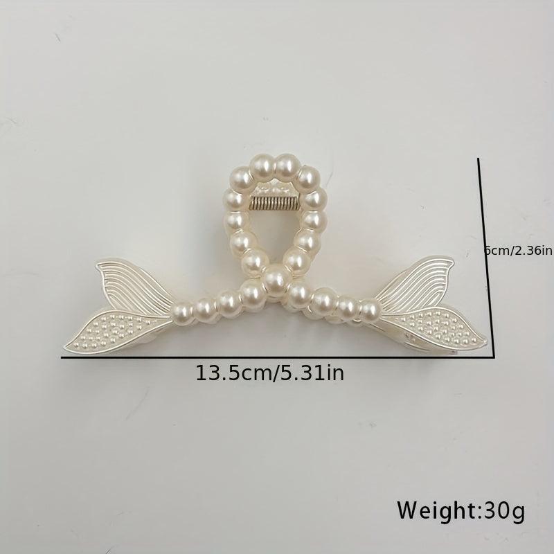 Mermaid Tail Hair Claw Clip Faux Pearl Banana Clip Acrylic Jaw Clamp