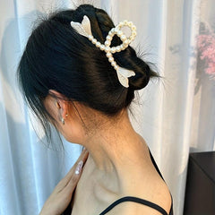 Mermaid Tail Hair Claw Clip Faux Pearl Banana Clip Acrylic Jaw Clamp